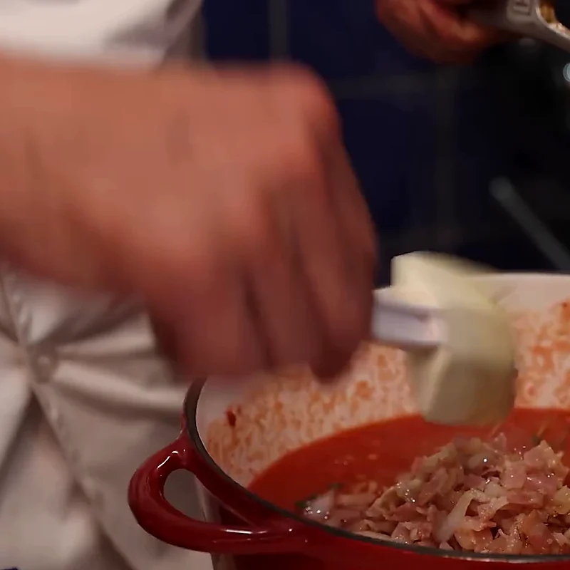 sauce tomate fraiche pancetta basilic facile, étape 5