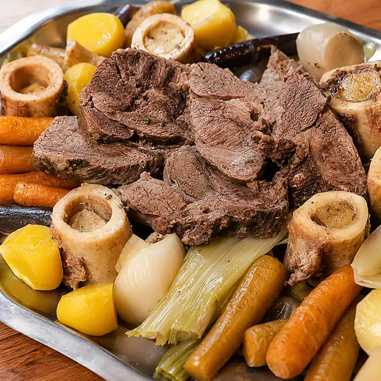 Traditional Homemade Pot-au-Feu with Tender Beef and Root Vegetables