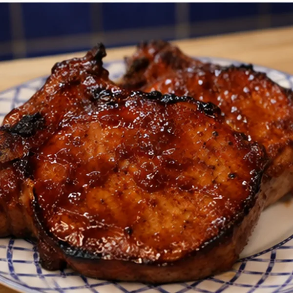 bbq pork chops in the oven, finished dish