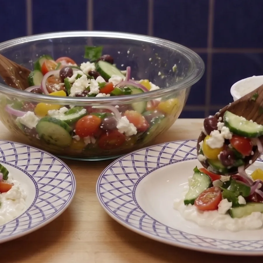 bol salade grecque cottage cheese, étape 4