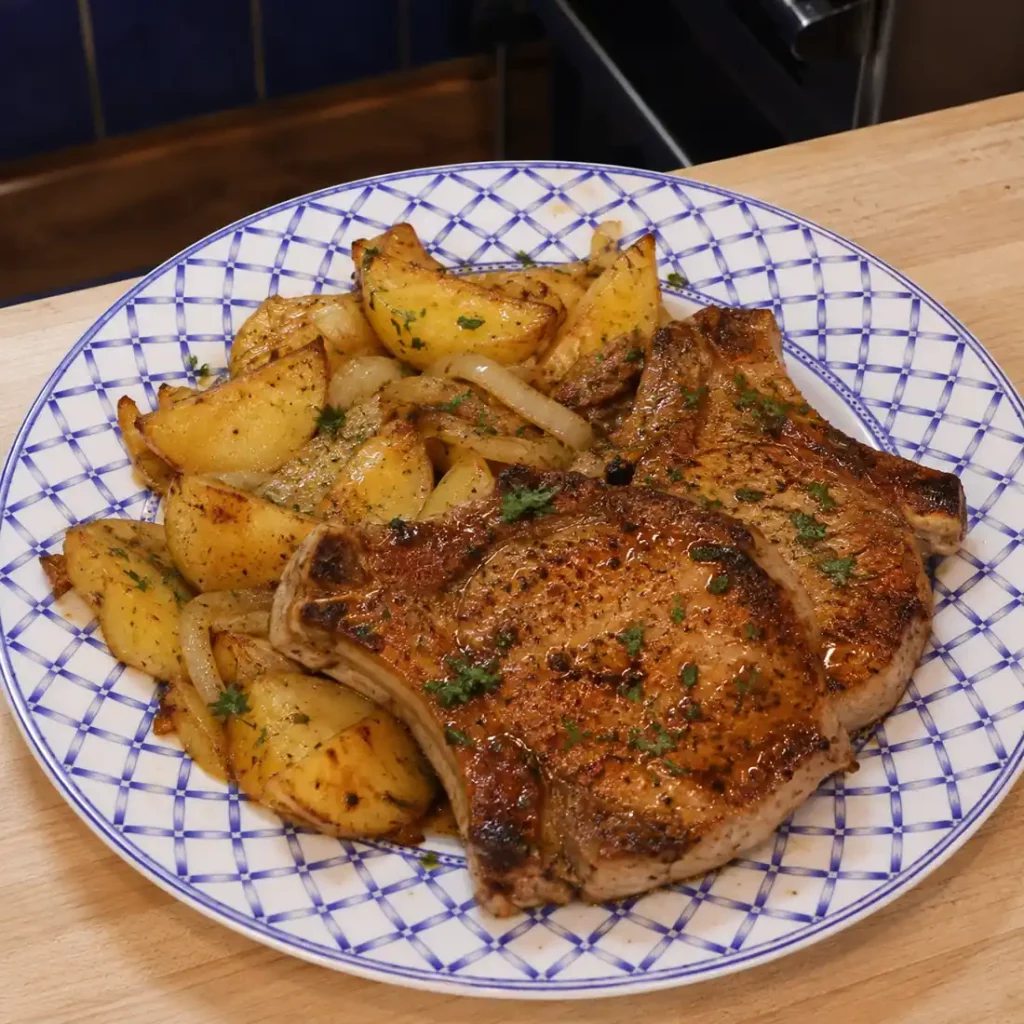 C&ocirc;telettes de porc et pommes de terre au four faciles