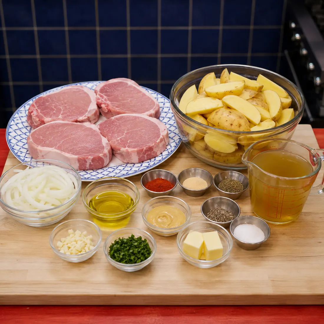 cotelettes de porc et pommes de terre au four, ingredients
