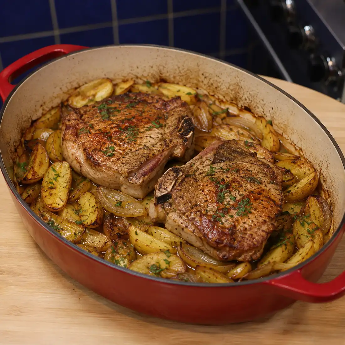 cotelettes de porc et pommes de terre au four, &eacute;tape 5