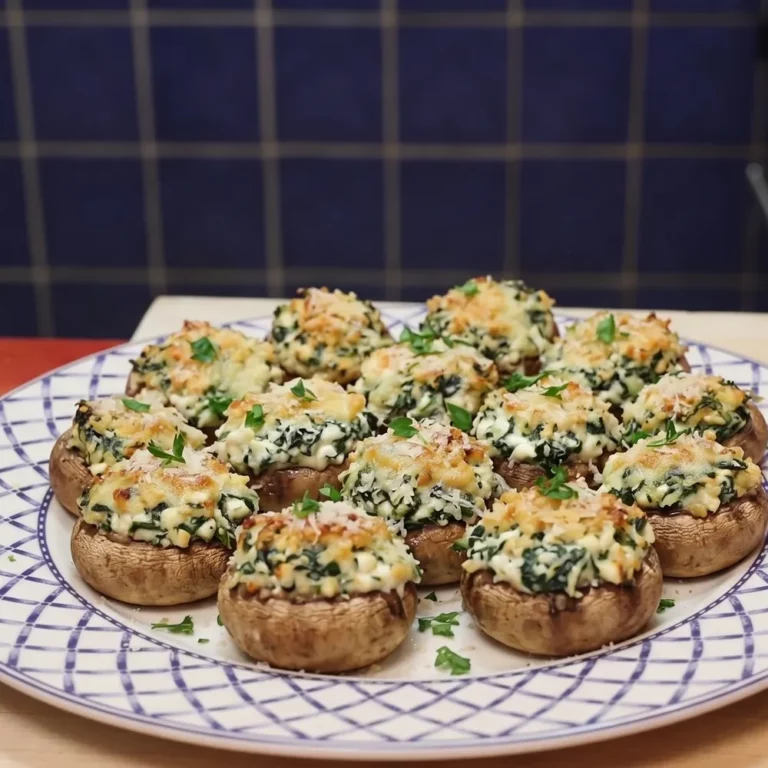Easy Cottage Cheese Stuffed Mushrooms with Spinach