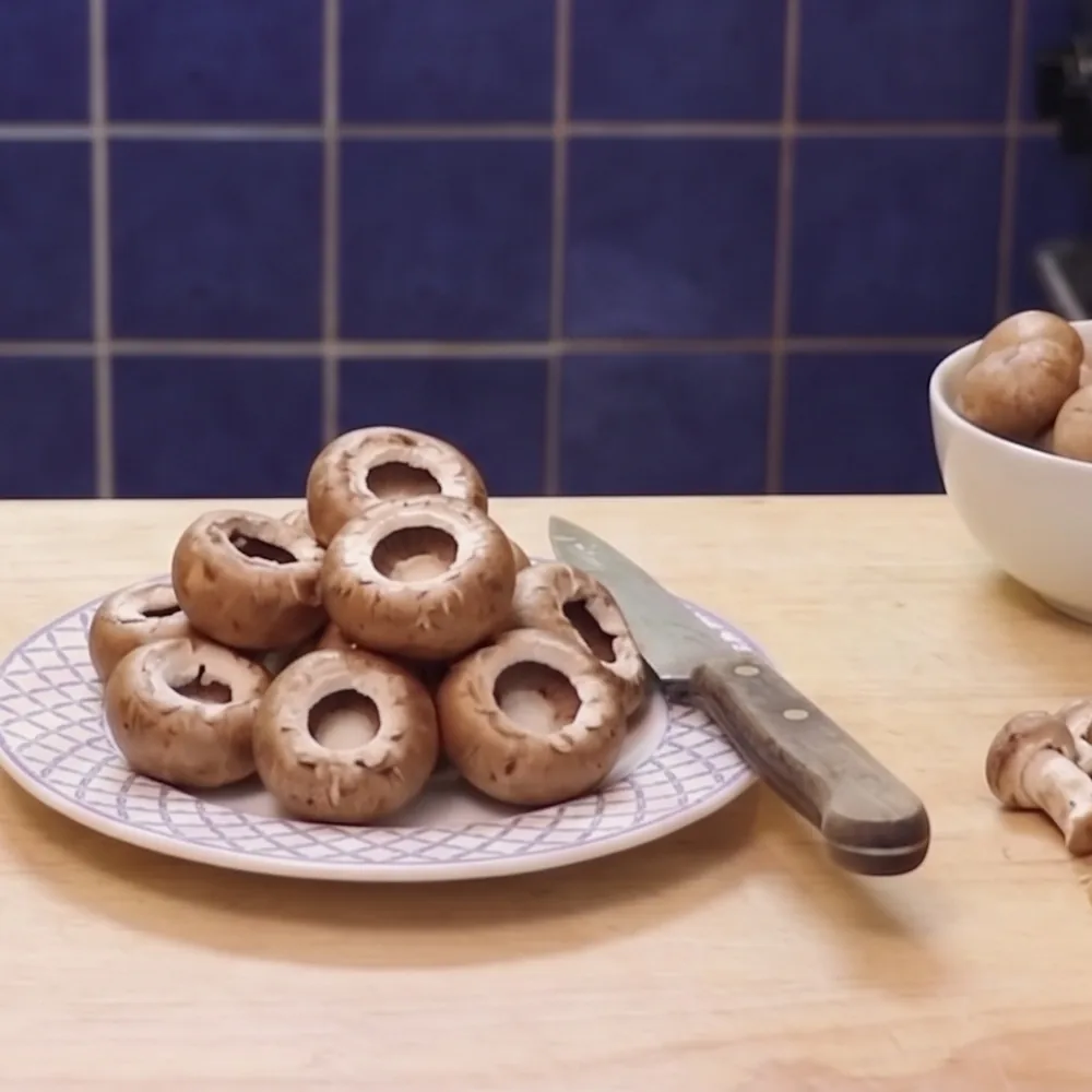 cottage cheese stuffed mushrooms, step 1