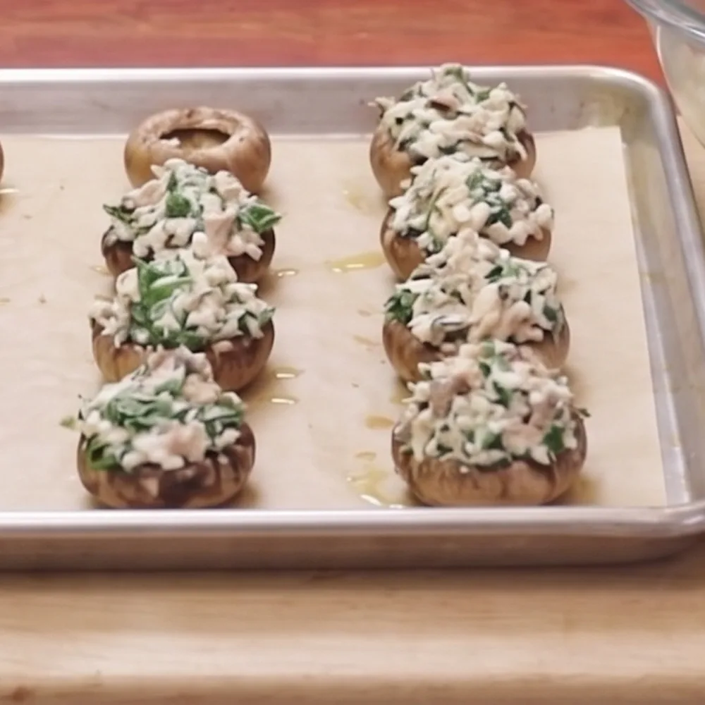 cottage cheese stuffed mushrooms, step 4