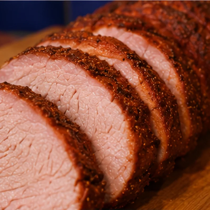 filet de porc fume au fumoir, plat fini