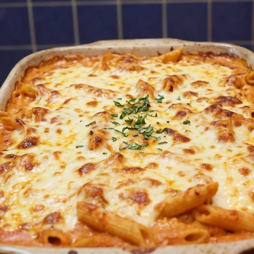 gratin pates fromage cottage sauce tomate, plat fini