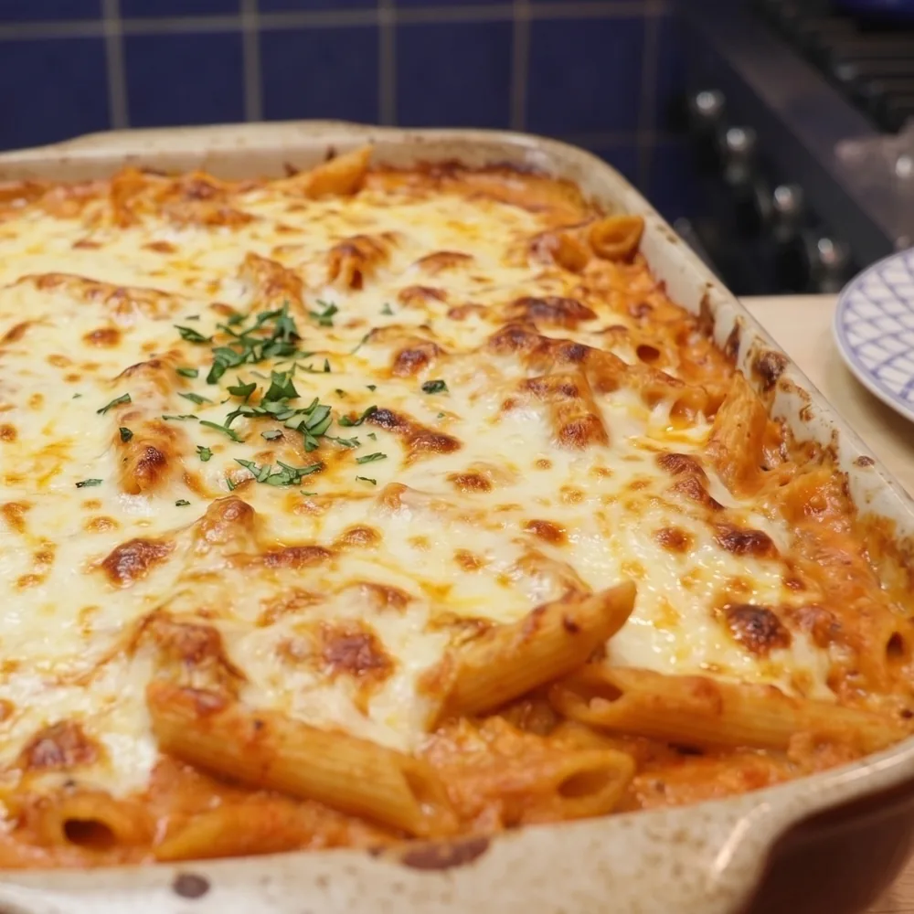 gratin pates fromage cottage sauce tomate, plat fini