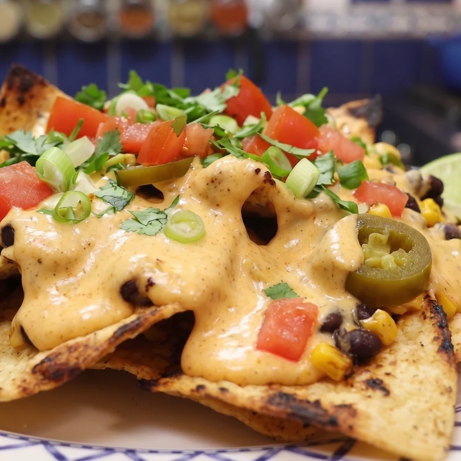 nachos fromage cottage sauce fromage, plat fini