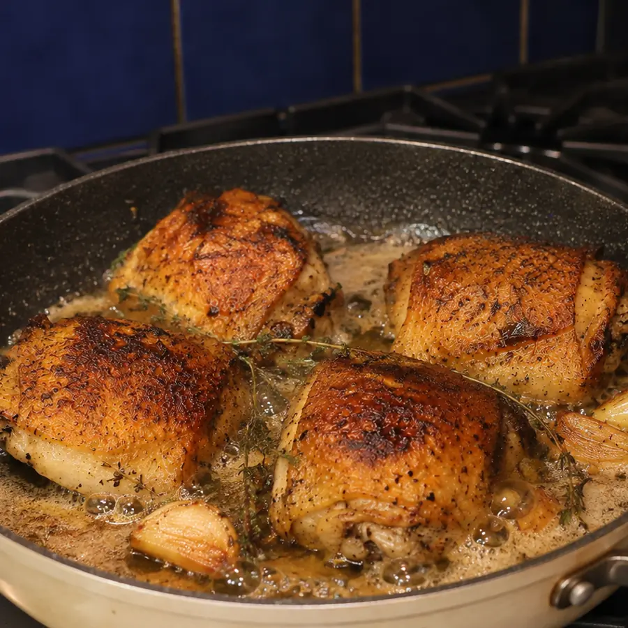 pan seared chicken thighs, step 5