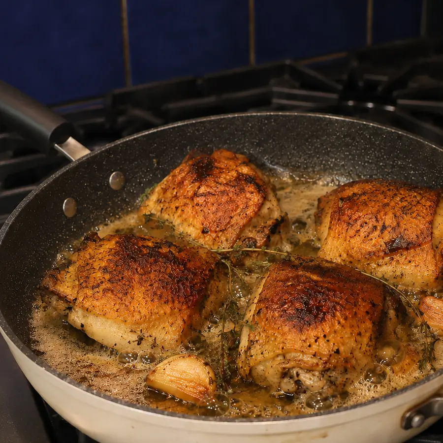 pan seared chicken thighs, step 6