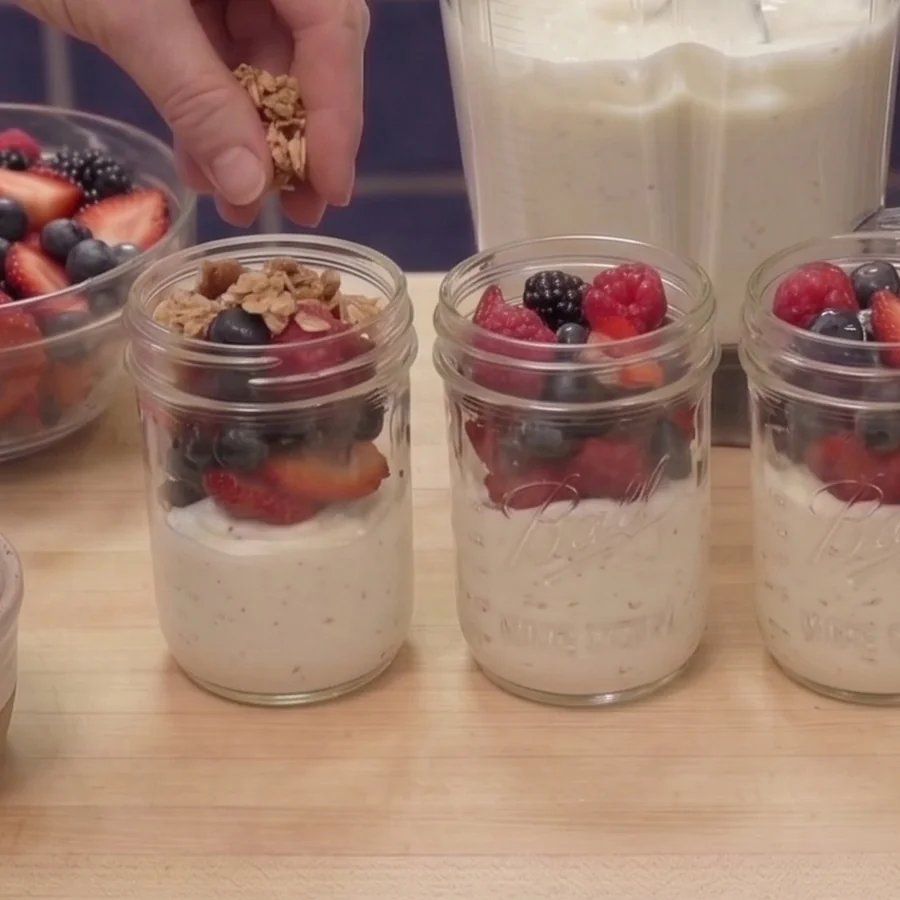 parfait fromage cottage fruits granola, étape 4