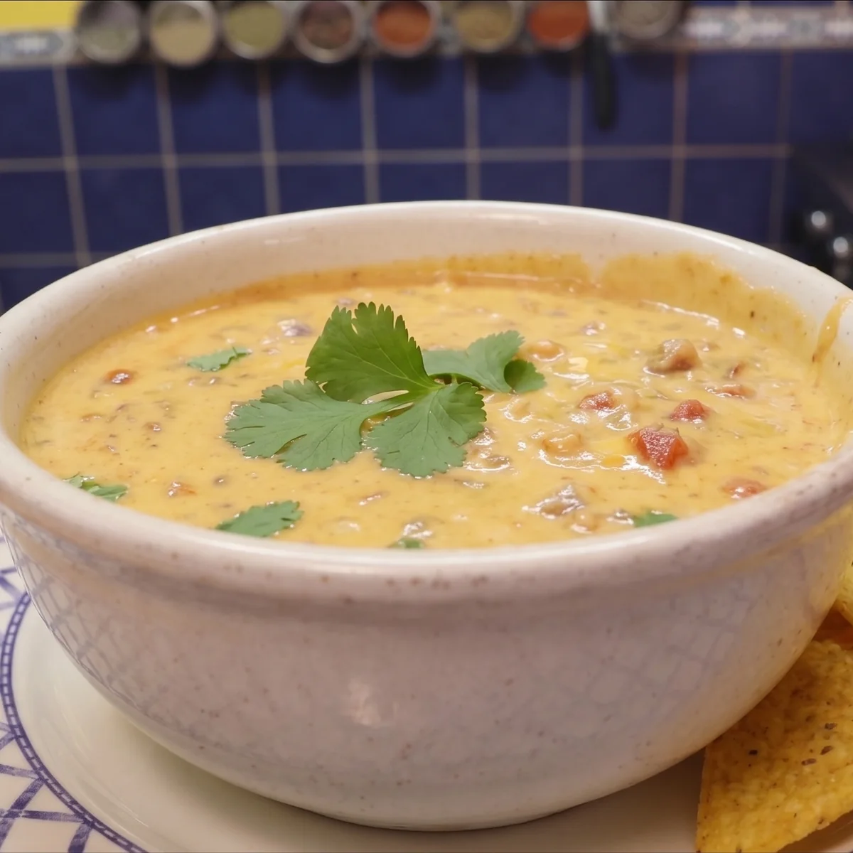 queso au fromage cottage facile, plat fini