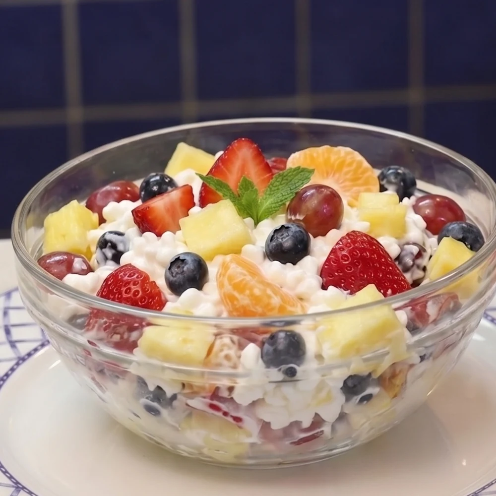 Salade de fruits au fromage cottage facile et crémeuse