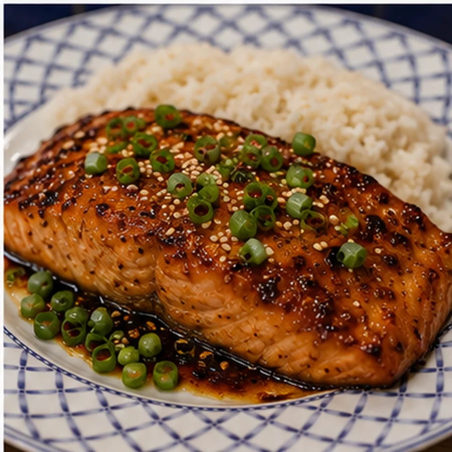 saumon glace miso erable soya, plat fini