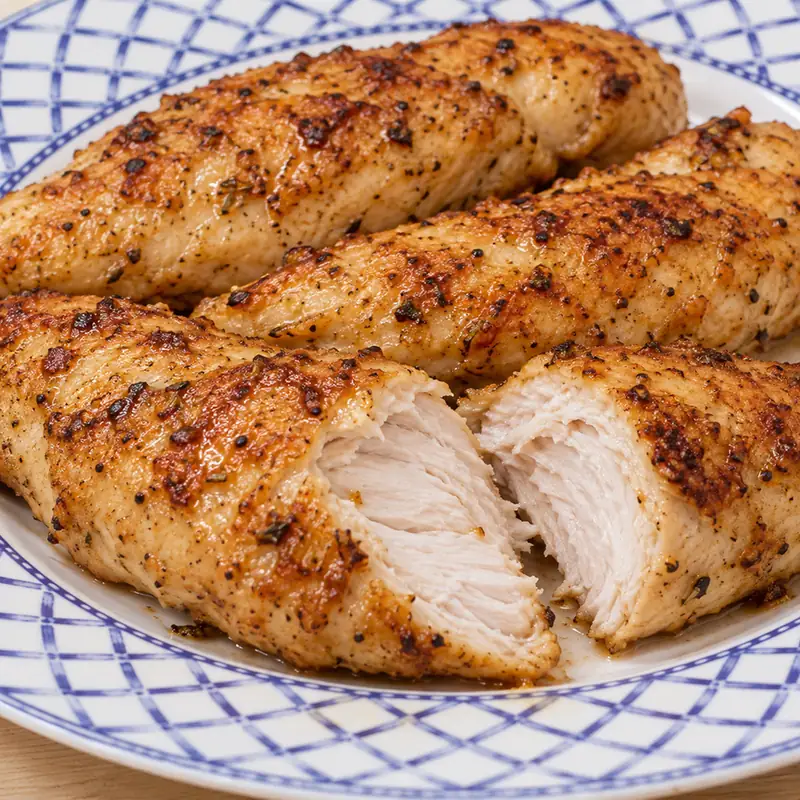 aiguillettes poulet poele, plat fini