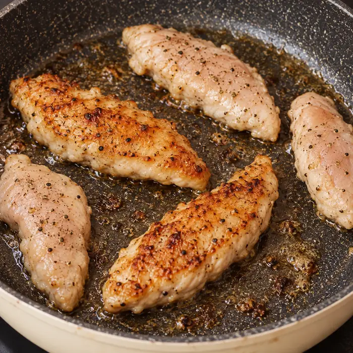 aiguillettes poulet poele, &eacute;tape 2