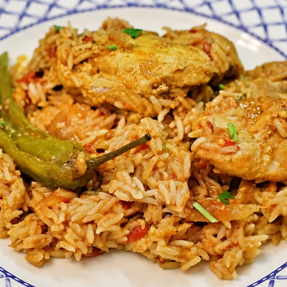 biryani au poulet riz basmati, plat fini