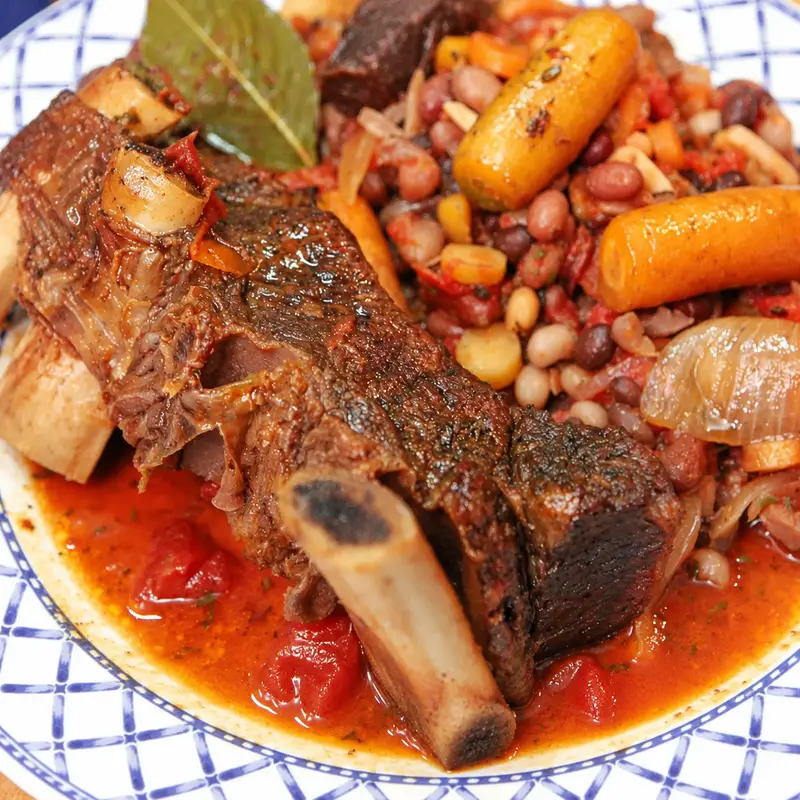 Braised Beef Short Ribs with White Beans and Bacon