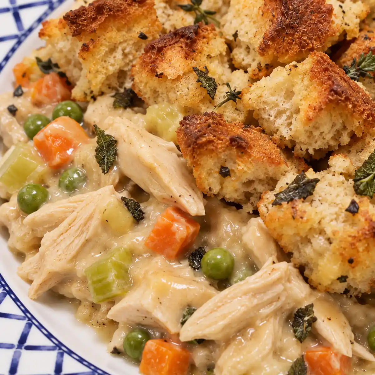 casserole poulet farce pain, plat fini