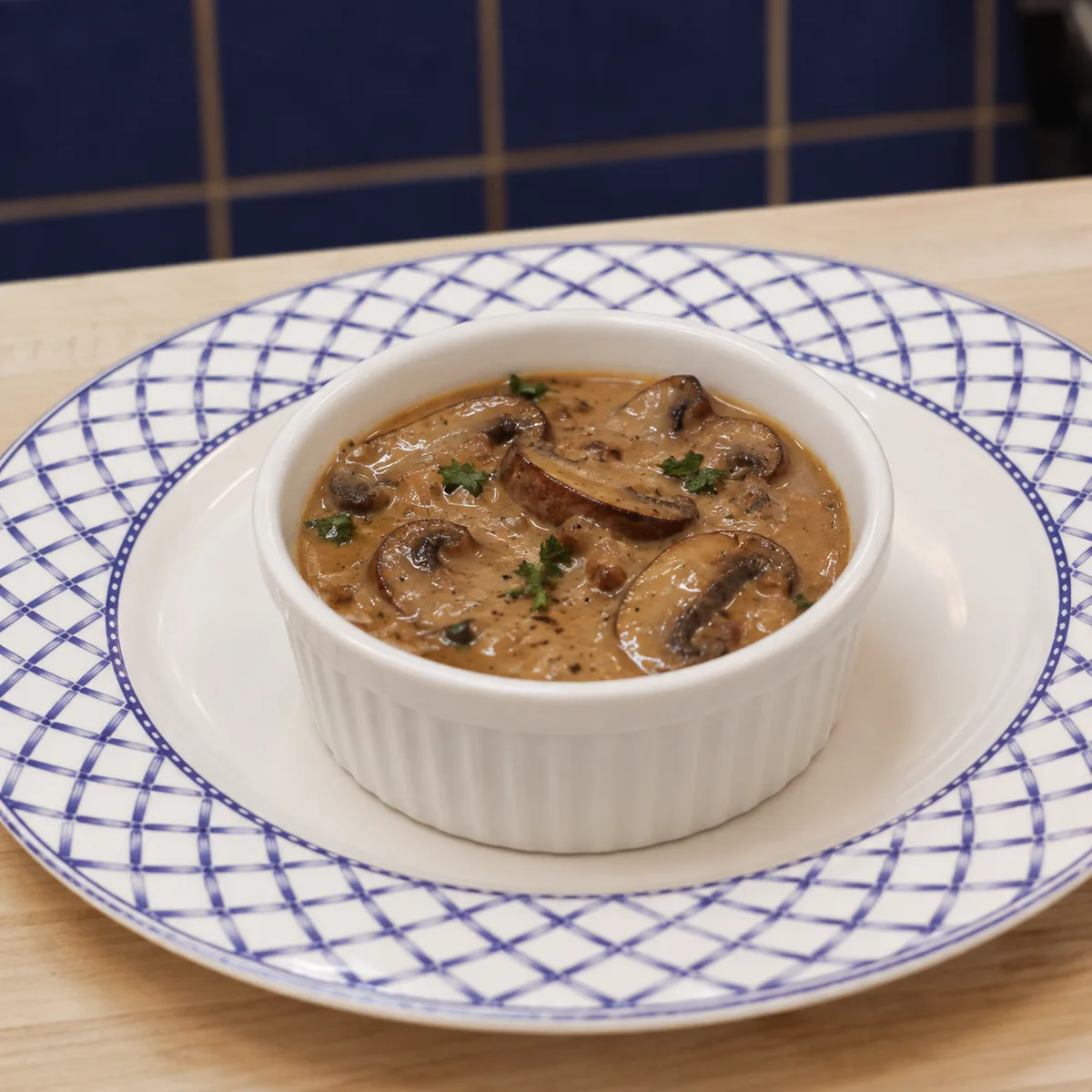 cognac mushroom sauce, finished dish
