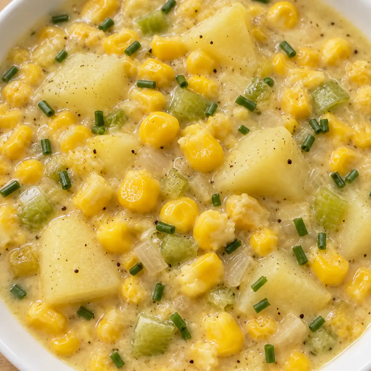 corn chowder, finished dish