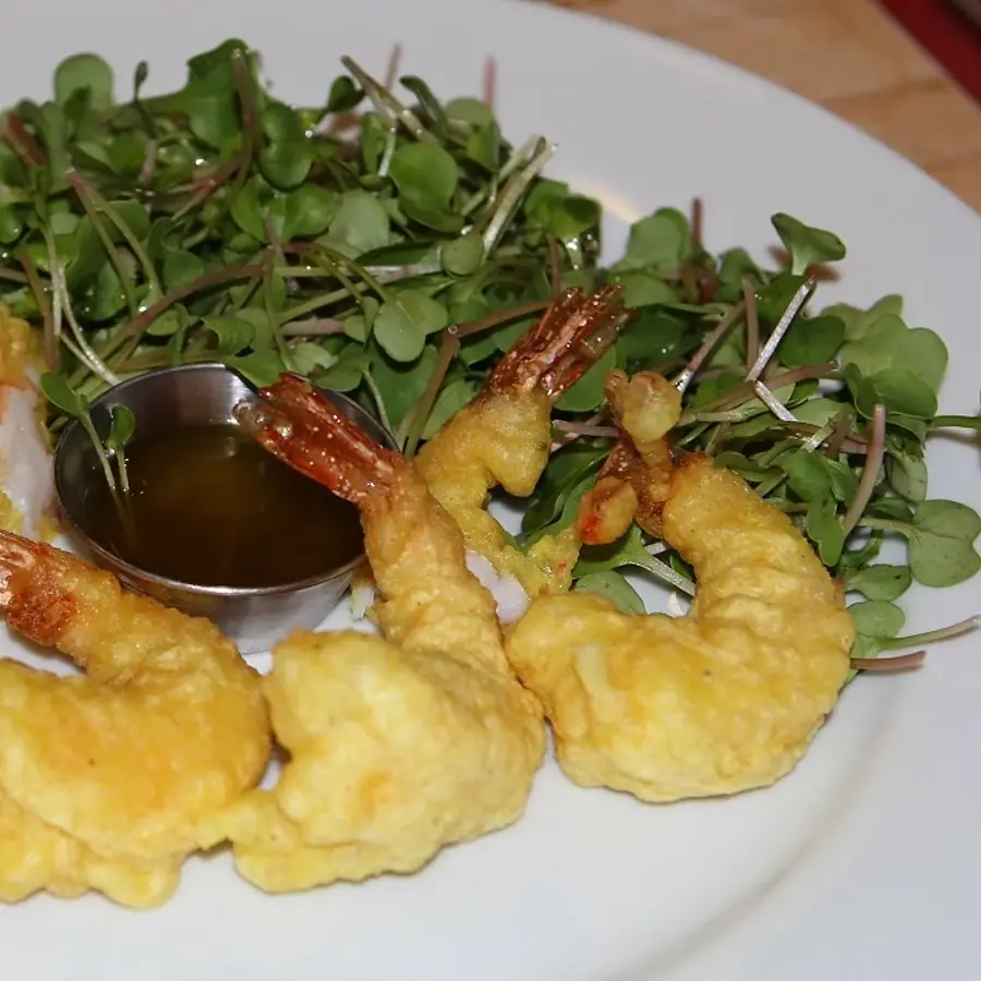 crispy beer battered fried shrimp, finished dish