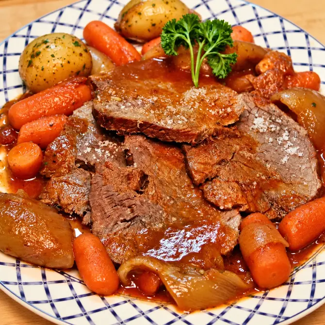Dutch Oven Pot Roast with Carrots and Potatoes