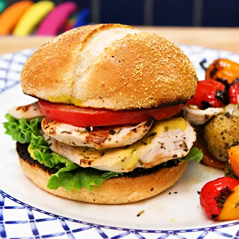 Easy Grilled Chicken Burgers with BBQ Vegetable Skewers