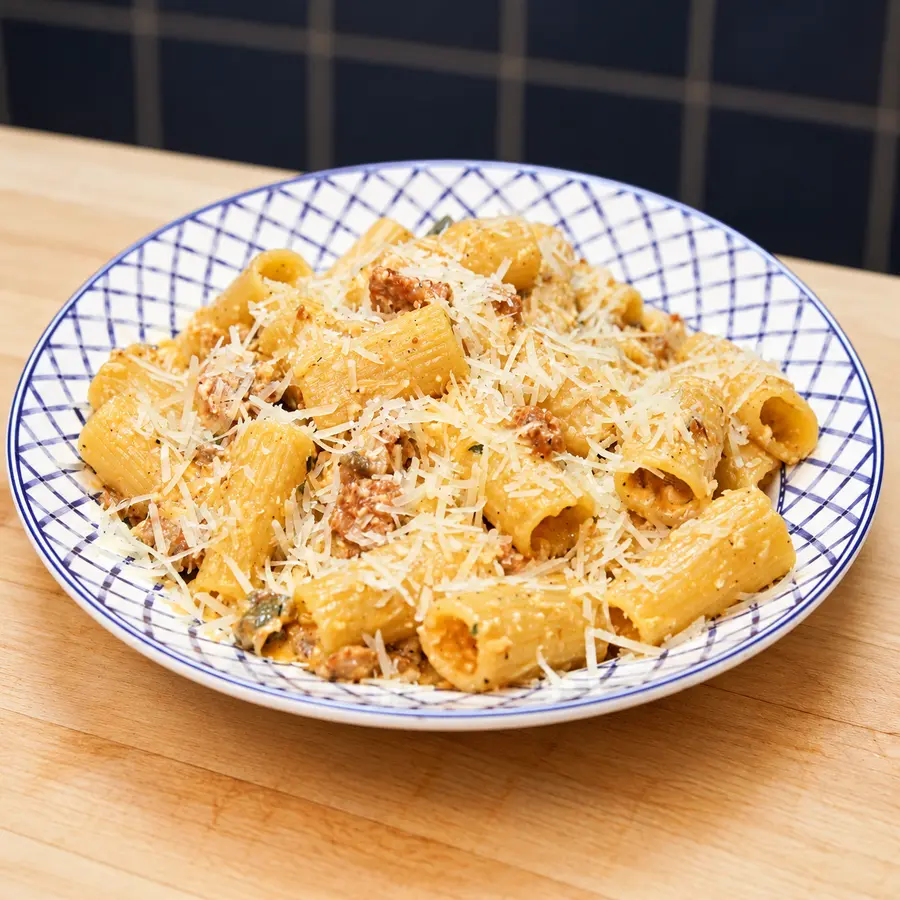 pates alla norcina cremeuses sans creme, plat fini