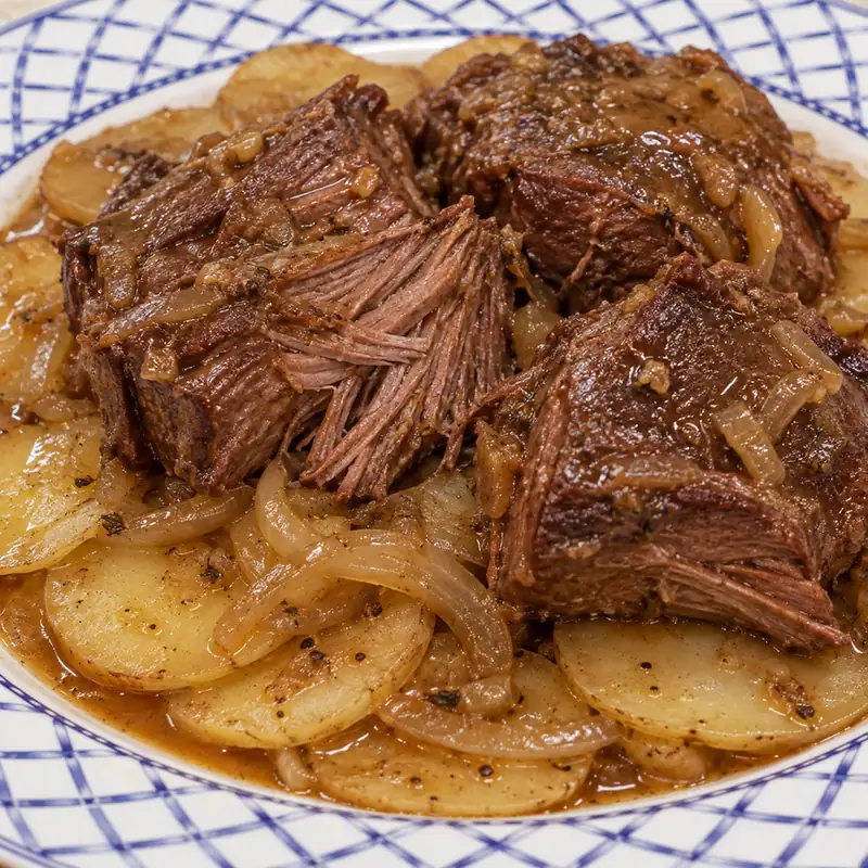 pot roast pommes boulangeres, finished dish