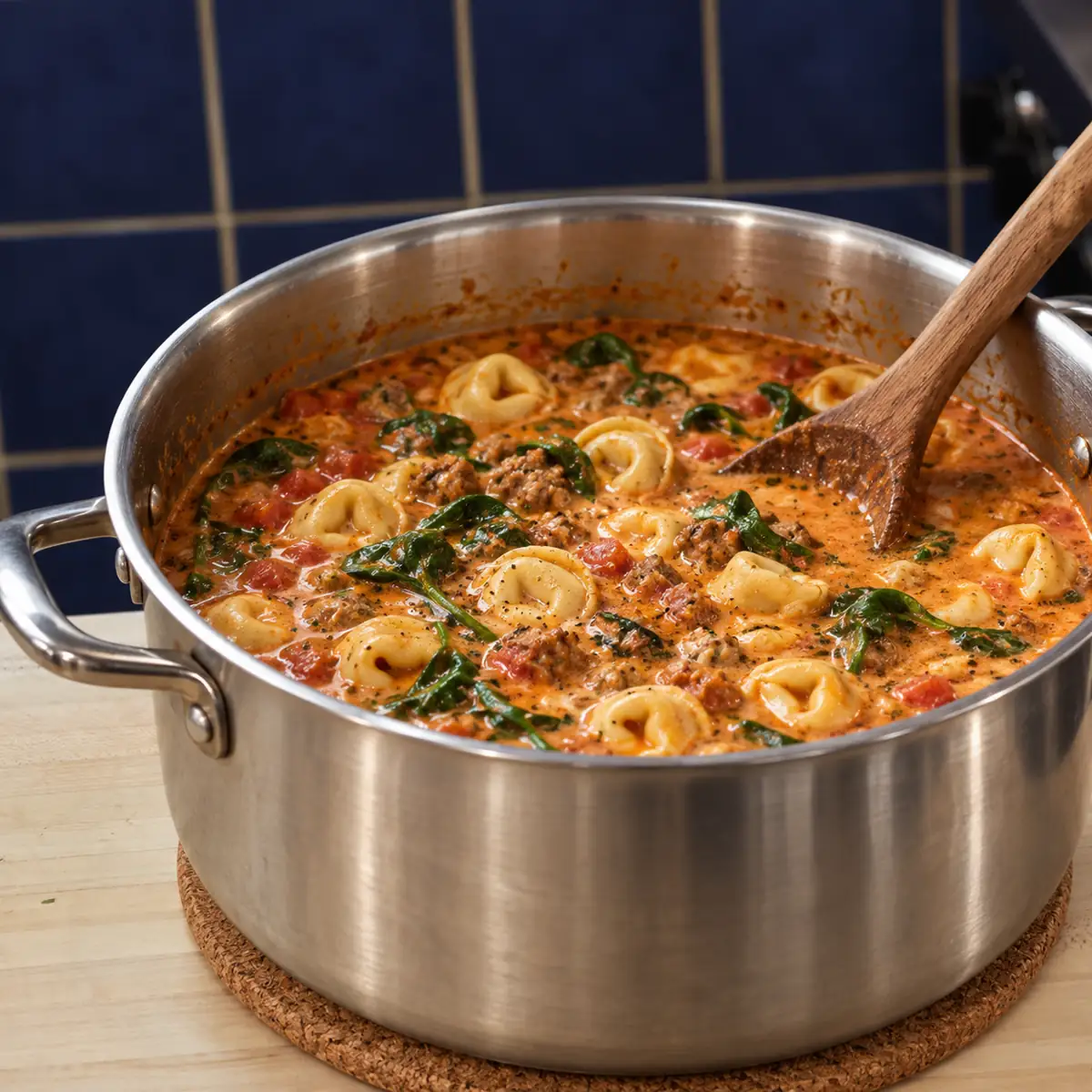 sausage tortellini soup, step 3