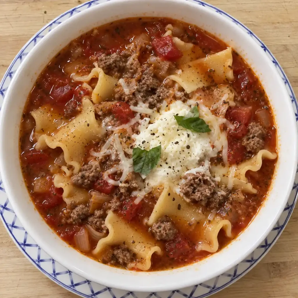 Soupe lasagne au b&oelig;uf, ricotta et p&acirc;tes tendres