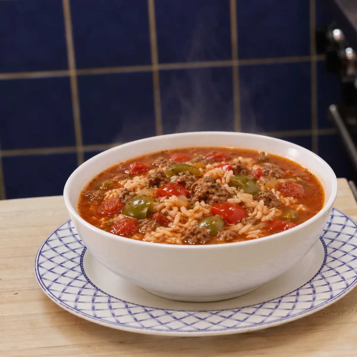 stuffed pepper soup, finished dish