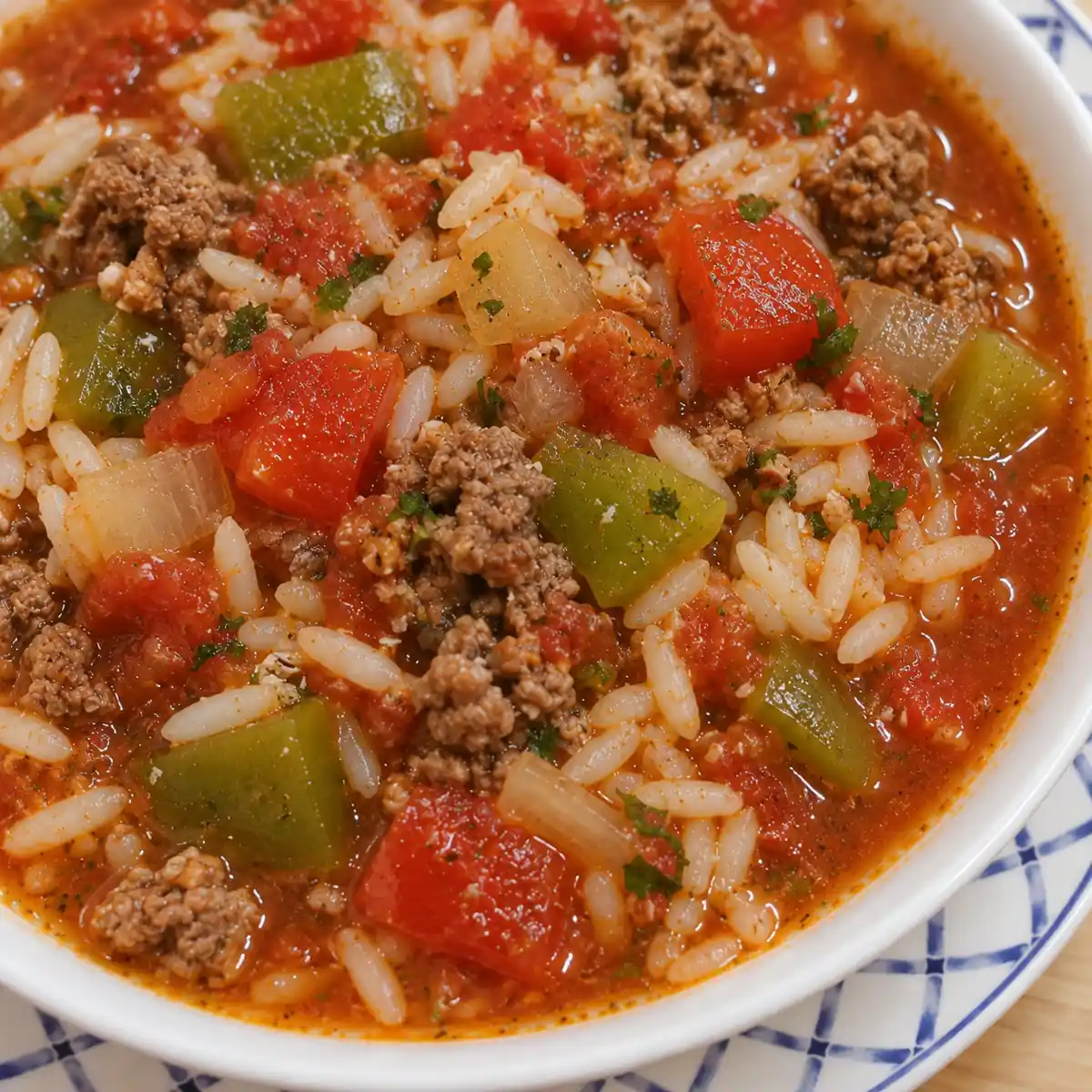 stuffed pepper soup, finished dish