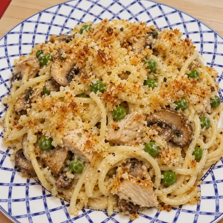 Tetrazzini de dinde cr&eacute;meux aux champignons