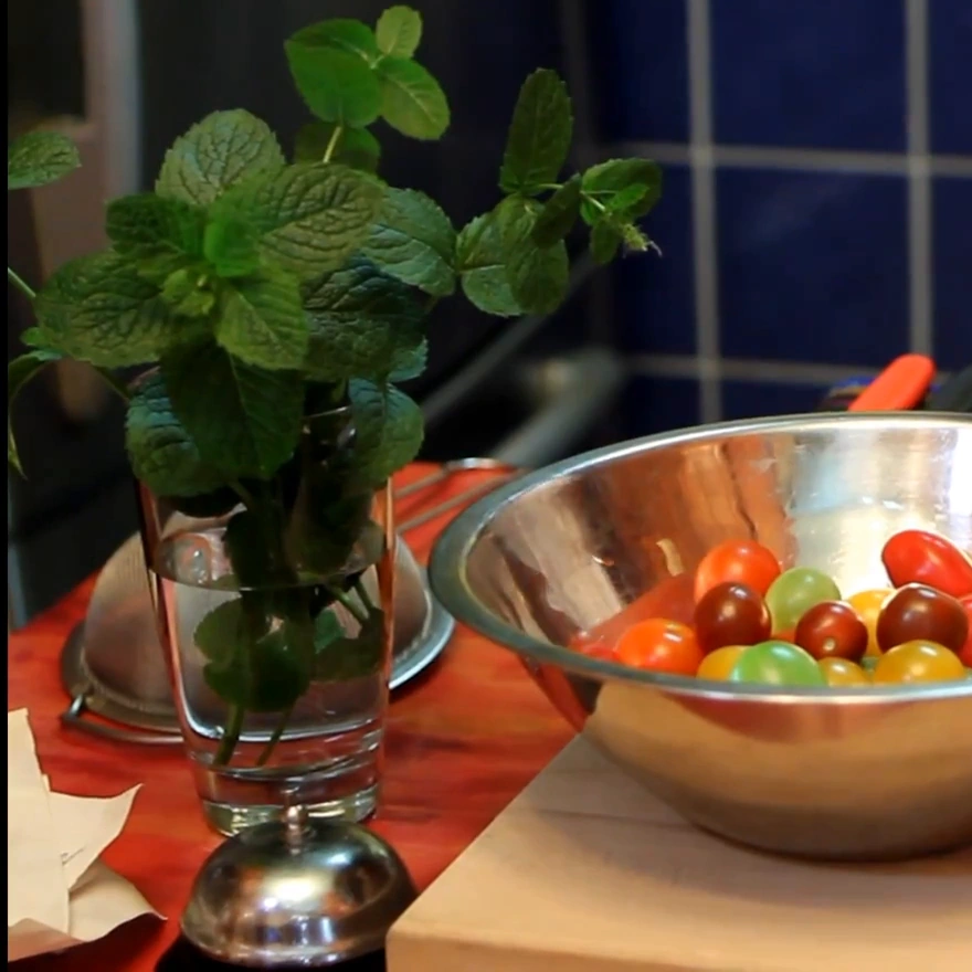 arugula cherry tomato salad mint lemon dressing, ingredients