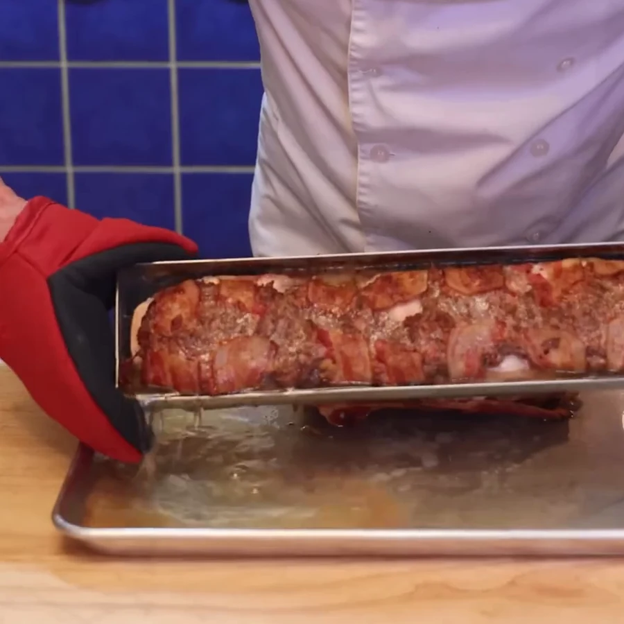 bacon wrapped three meat meatloaf, step 5