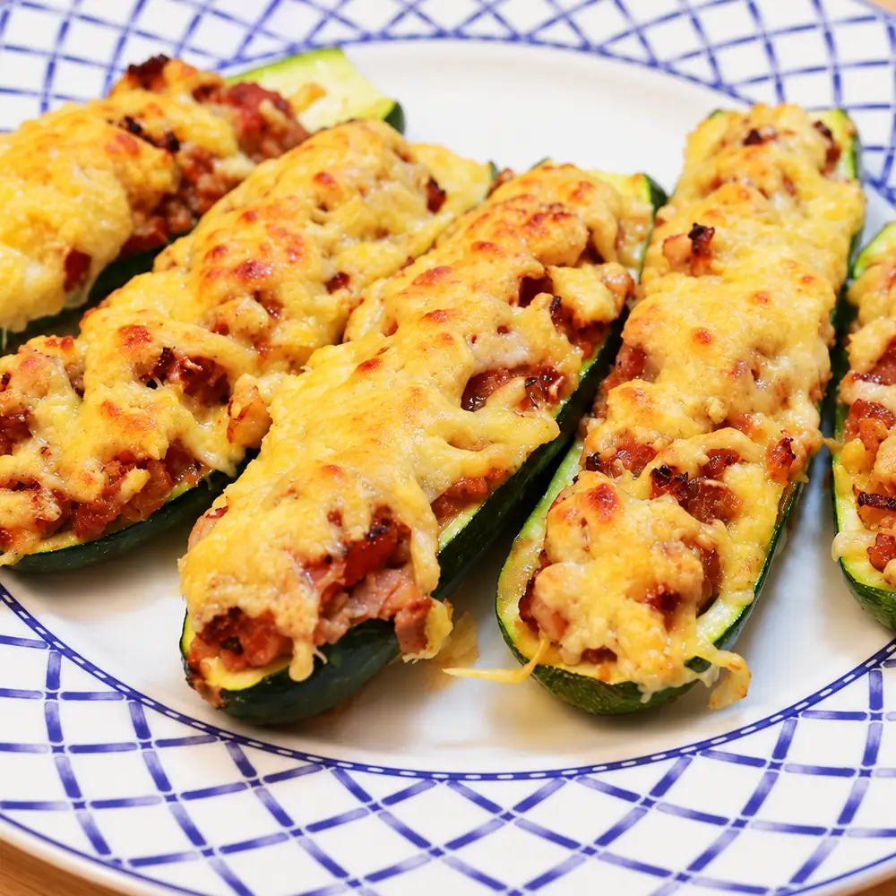 beef stuffed zucchini, finished dish