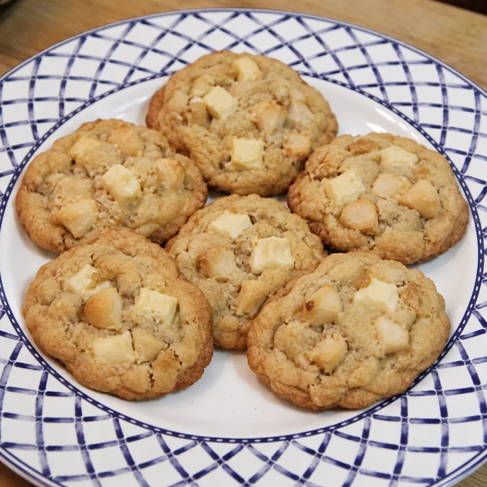 biscuits chocolat blanc noix macadamia, plat fini