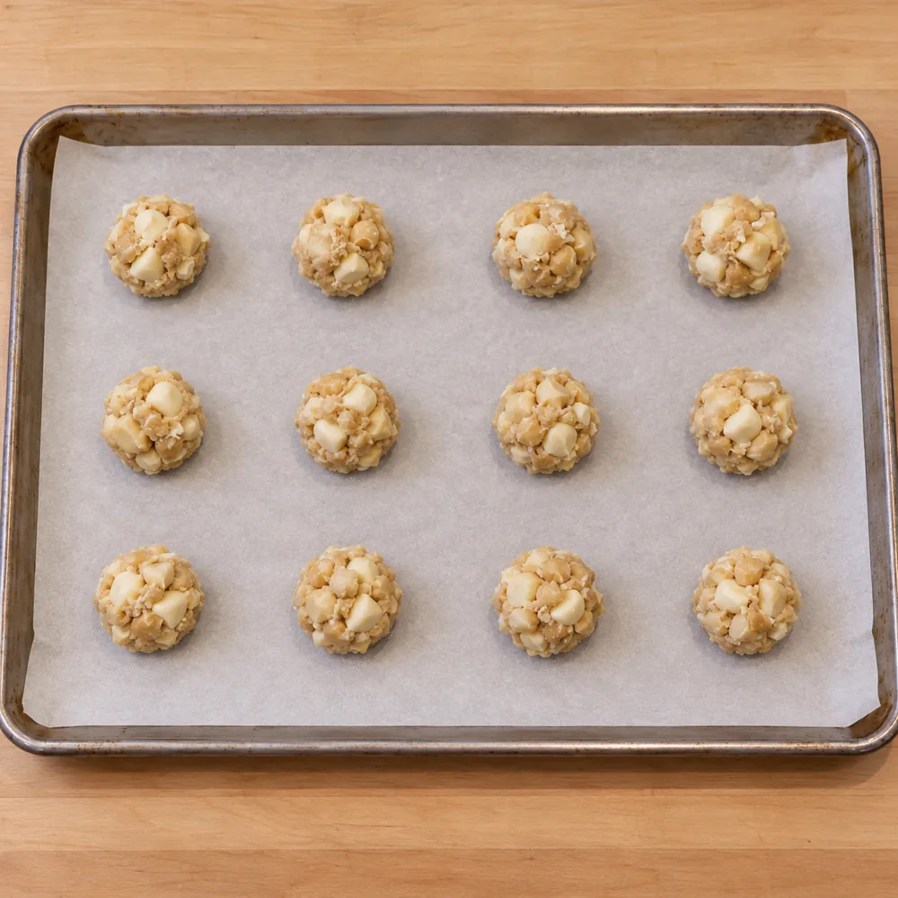 biscuits chocolat blanc noix macadamia, étape 2
