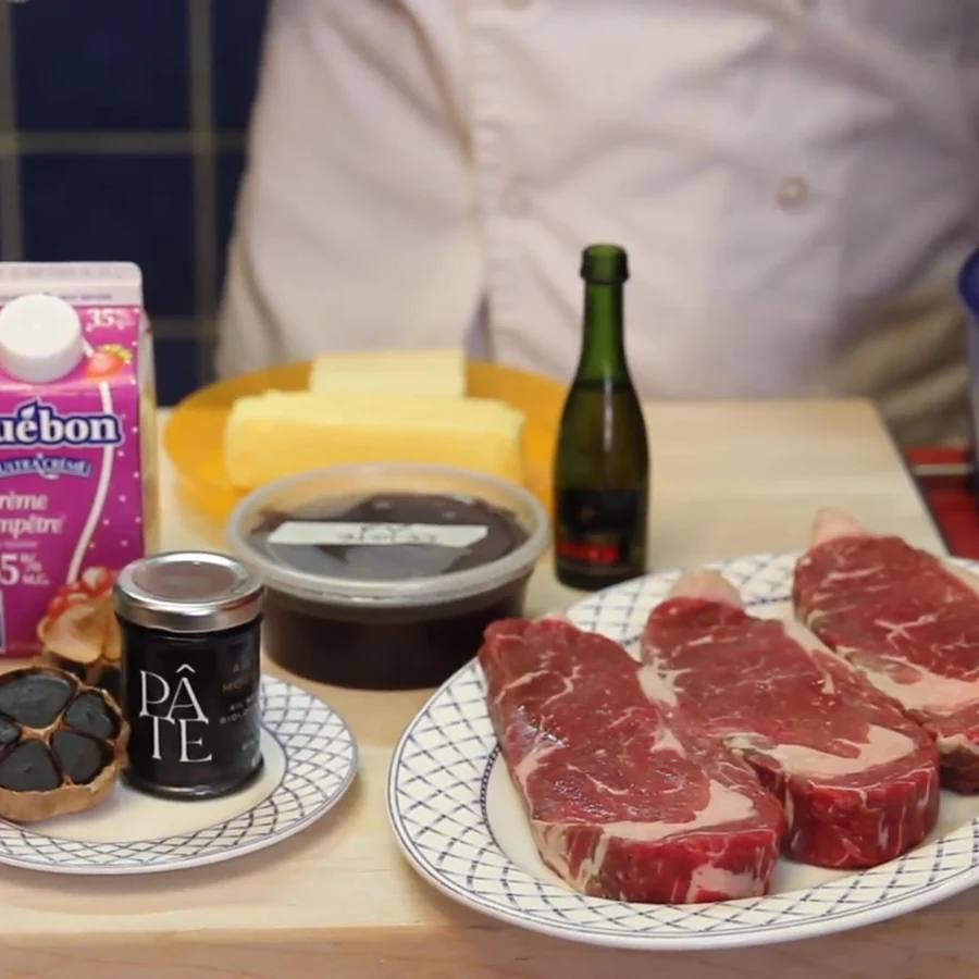 black garlic steak, ingredients