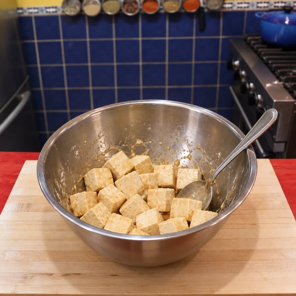 bols nouilles tofu sauce arachides, étape 1