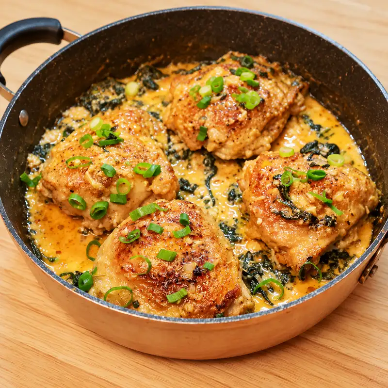 cajun chicken parmesan spinach, finished dish