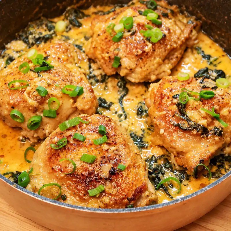 cajun chicken parmesan spinach, finished dish