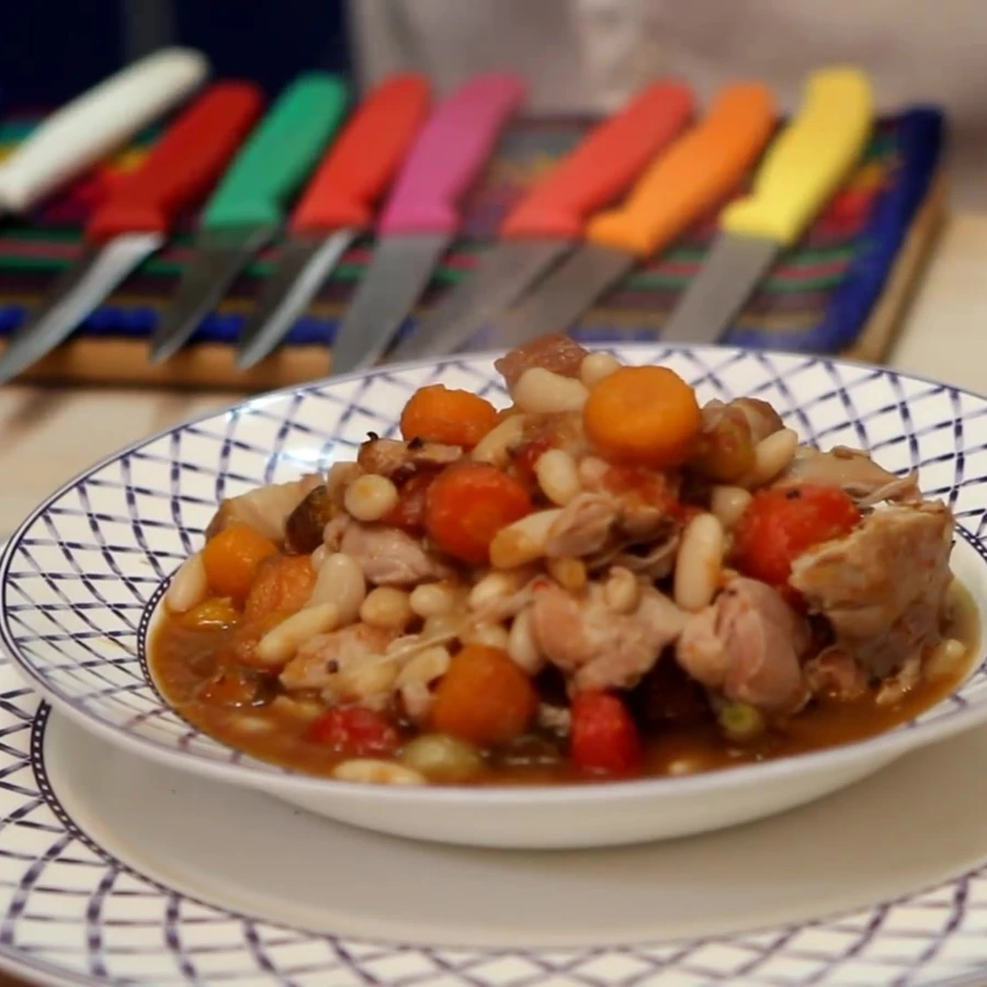 chicken cassoulet, finished dish