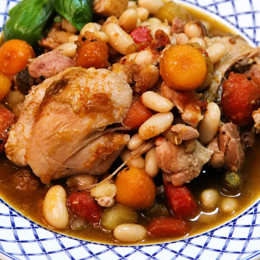 chicken cassoulet, finished dish