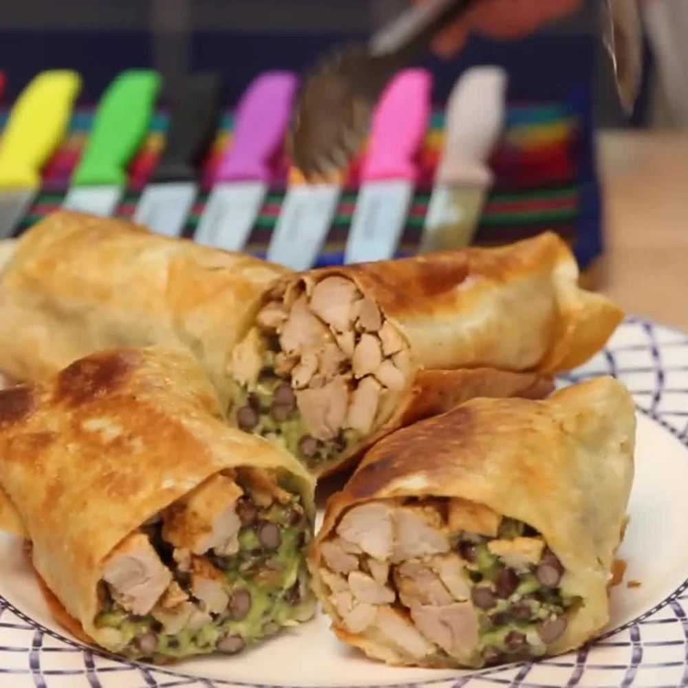chicken chimichangas, finished dish