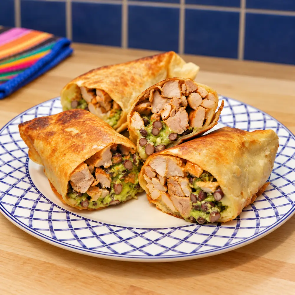 chicken chimichangas, finished dish